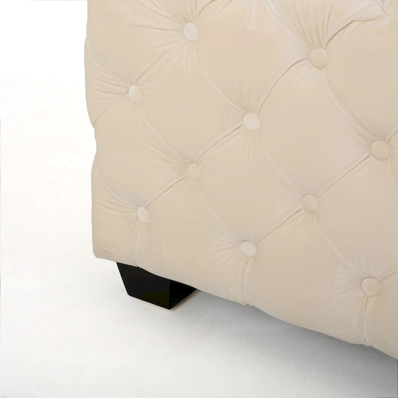Jaymee Modern Glam Button Tufted Velvet Ottoman by Christopher Knight Home