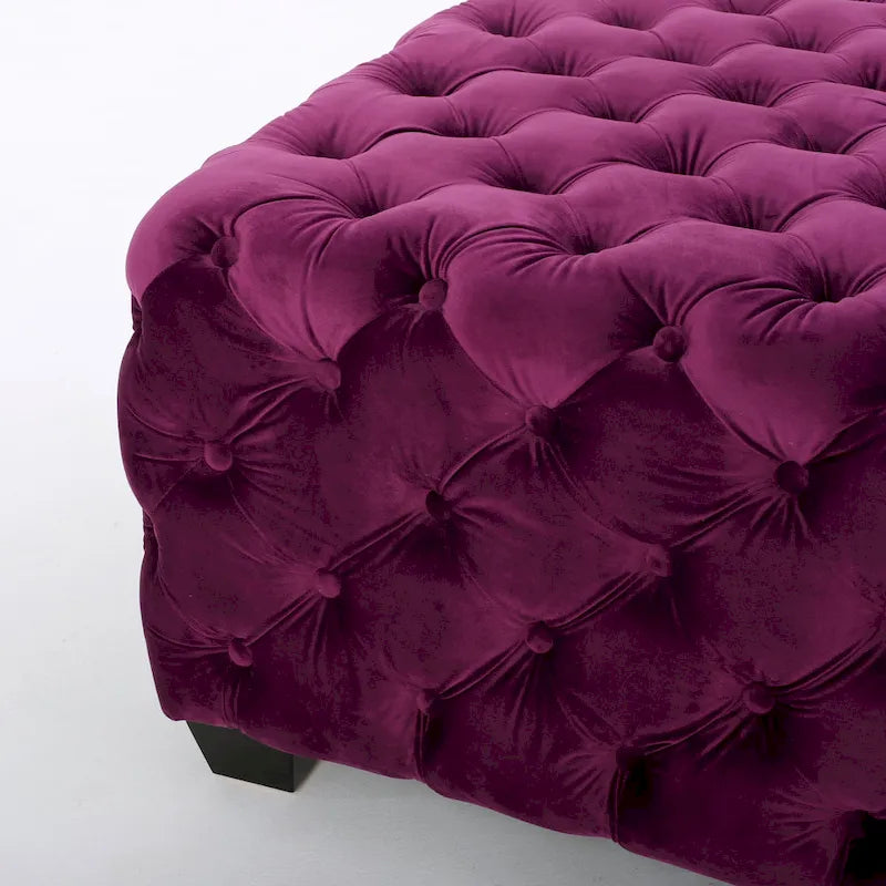Jaymee Modern Glam Button Tufted Velvet Ottoman by Christopher Knight Home