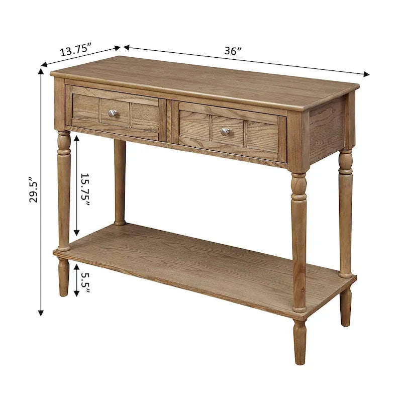 Convenience Concepts French Country 2 Drawer Hall Table with Shelf