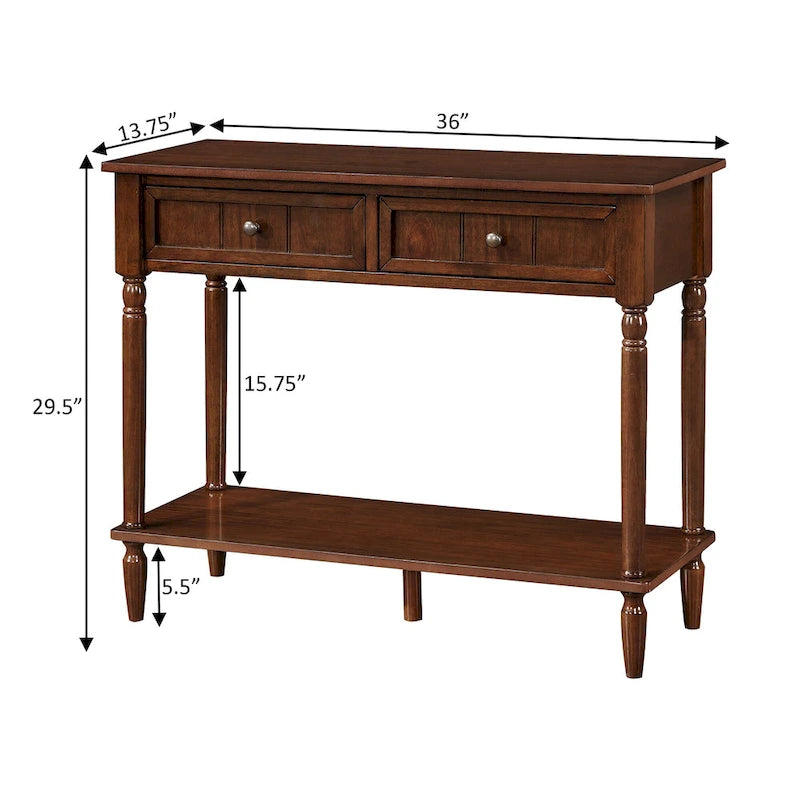 Convenience Concepts French Country 2 Drawer Hall Table with Shelf