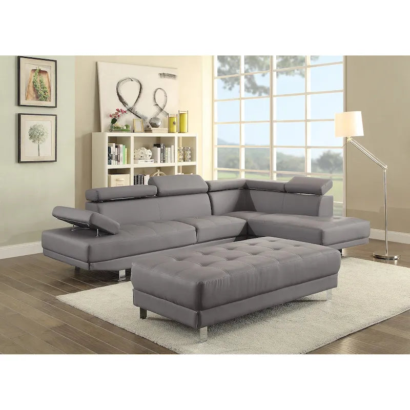 Riveredge 109 in. W 2-piece Faux Leather L Shape Sectional Sofa - 76L x 109W x 28H
