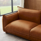 Manar Mid-Century Modern Luxury Genuine Leather Couch