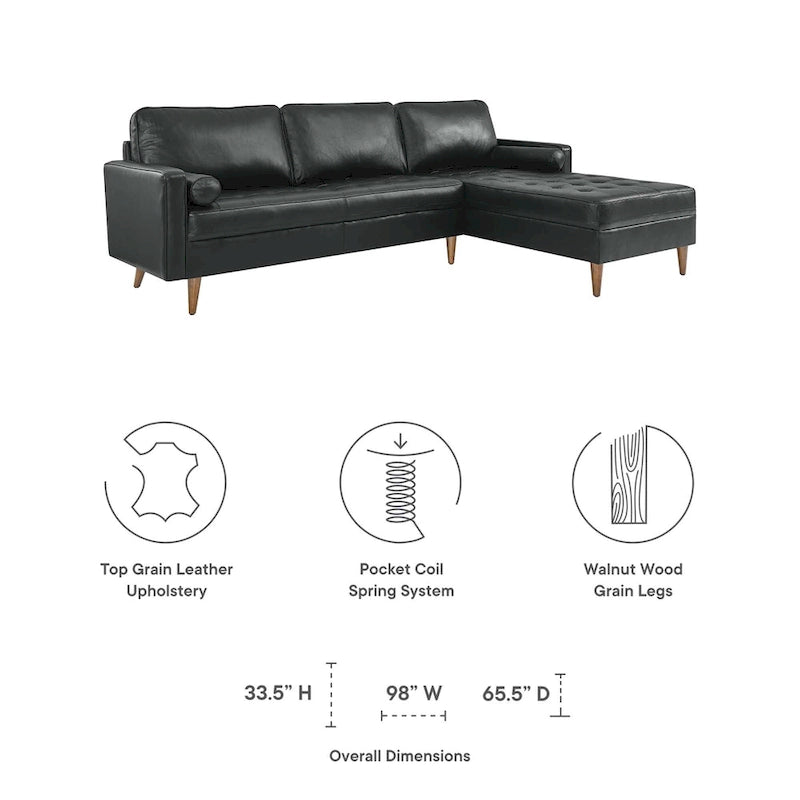 Valour 98 Leather Sectional Sofa