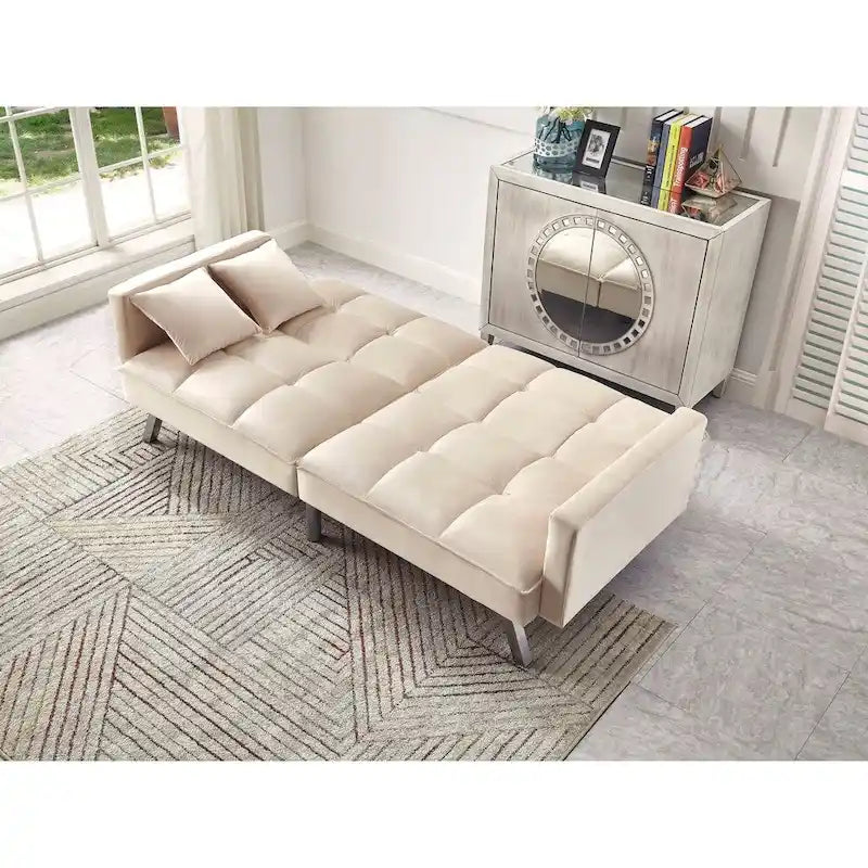 Comfortable Velvet Multi-position Sleeper Sofa Bed