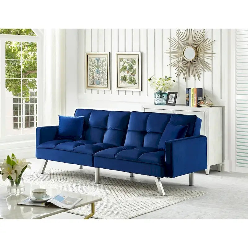 Comfortable Velvet Multi-position Sleeper Sofa Bed