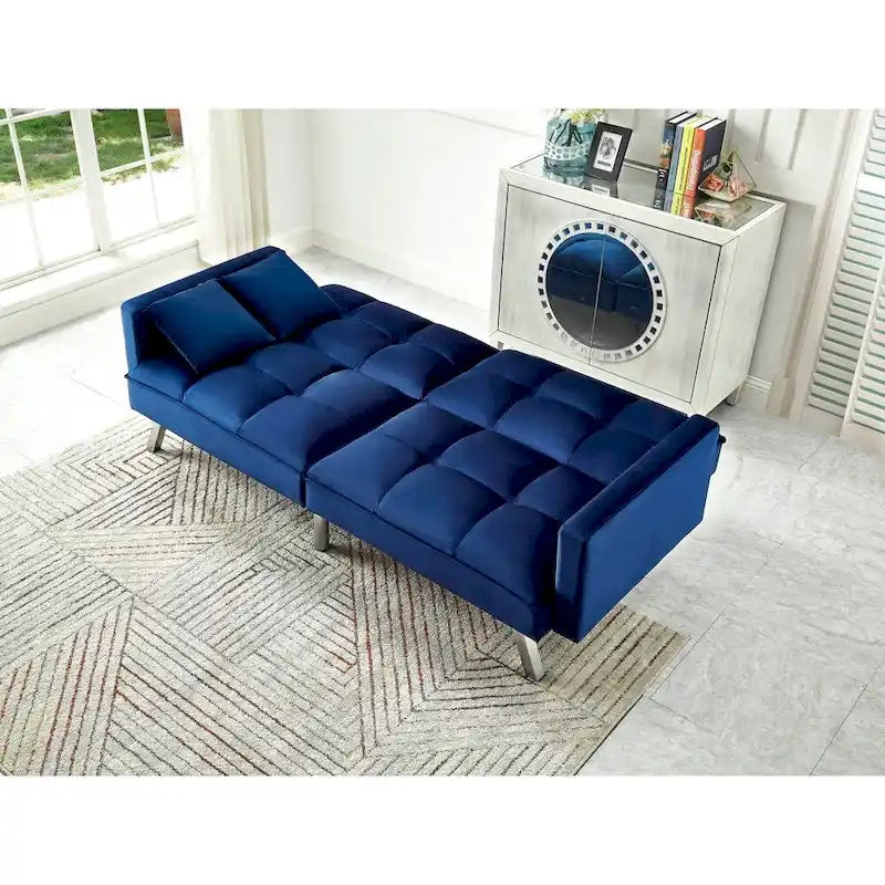 Comfortable Velvet Multi-position Sleeper Sofa Bed