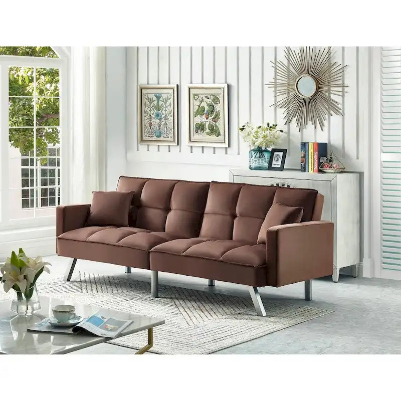 Comfortable Velvet Multi-position Sleeper Sofa Bed