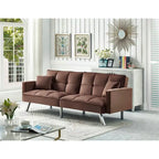Comfortable Velvet Multi-position Sleeper Sofa Bed