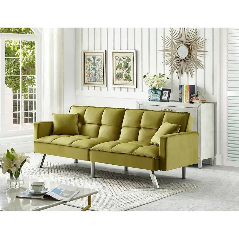 Comfortable Velvet Multi-position Sleeper Sofa Bed