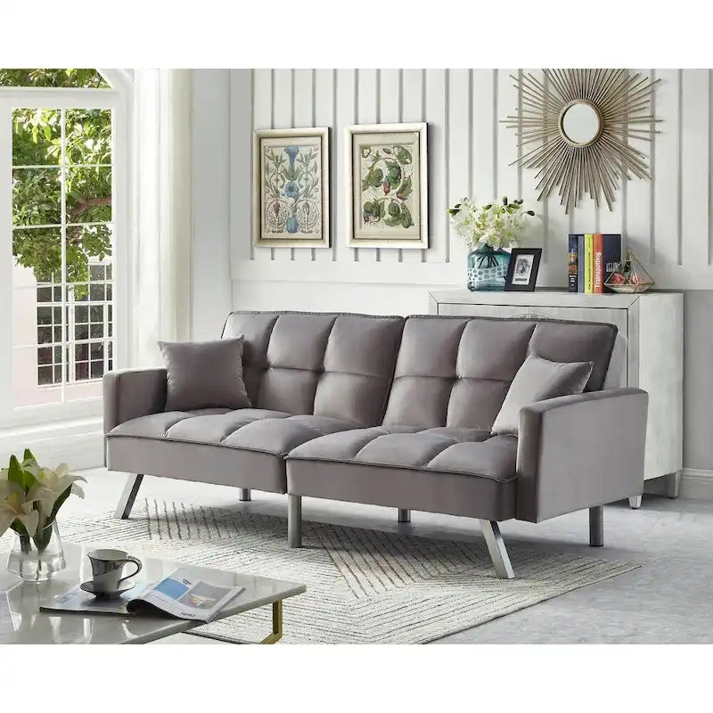 Comfortable Velvet Multi-position Sleeper Sofa Bed
