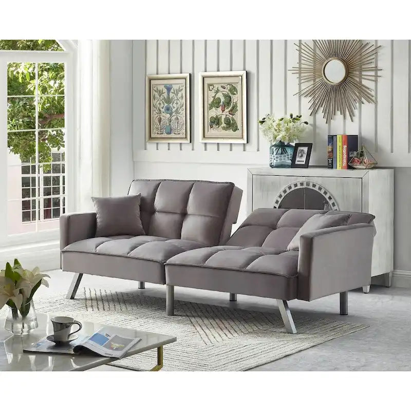 Comfortable Velvet Multi-position Sleeper Sofa Bed