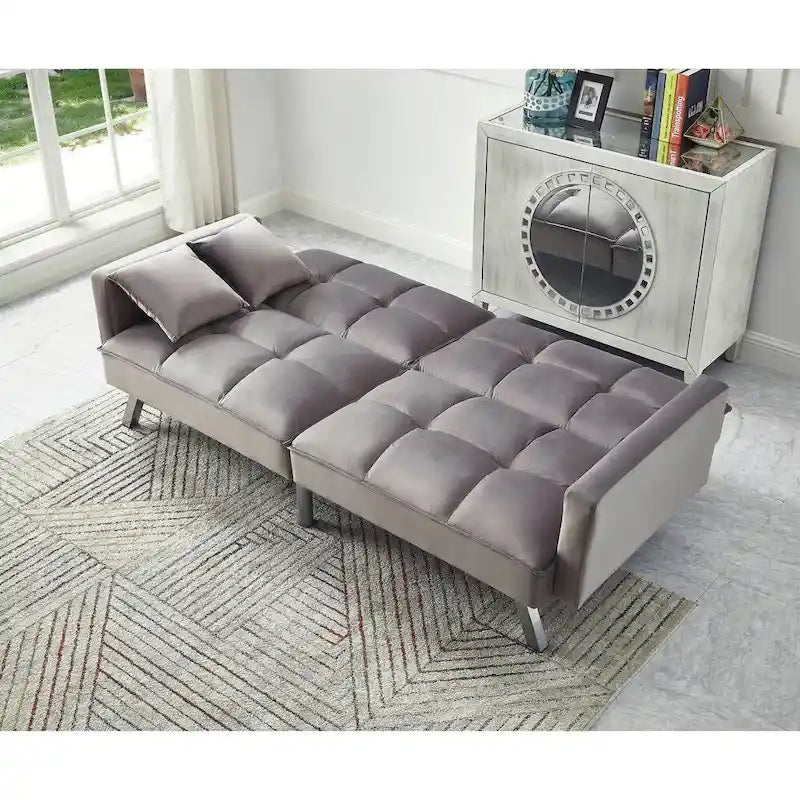 Comfortable Velvet Multi-position Sleeper Sofa Bed