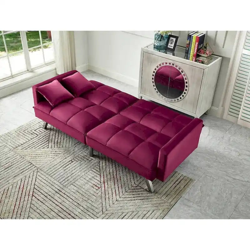 Comfortable Velvet Multi-position Sleeper Sofa Bed
