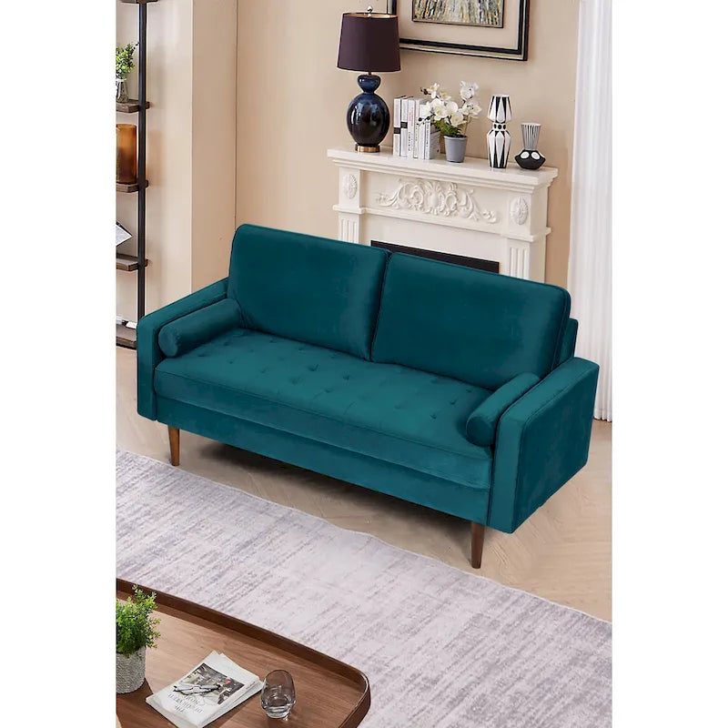 US Pride Furnitirue 70W Tapered-Leg Velvet Sofa