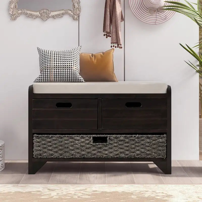 Fully Assembled Shoe Bench with Removable Cushion