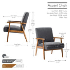 Porthos Home Gelso Fabric Accent Chair with Rubberwood Legs