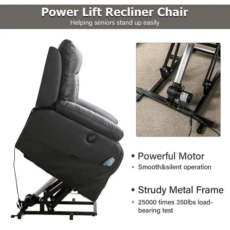 Modern Leather Power Reclining Heated Massage Chair for Elderly