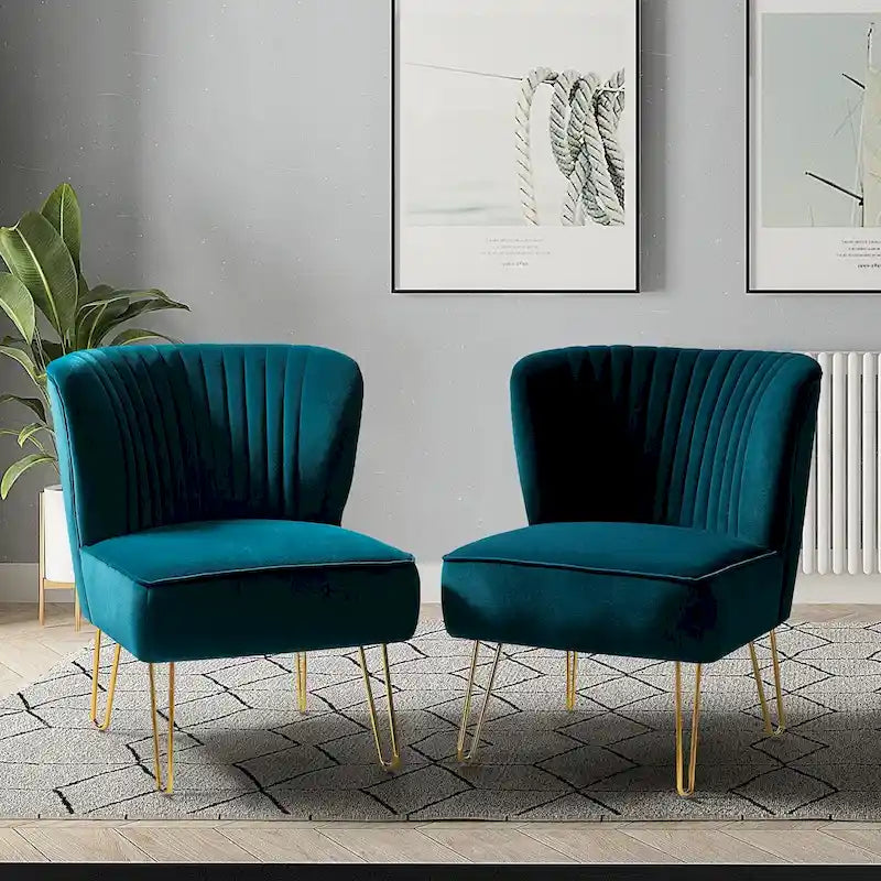 Barto Upholstered Side Chair with Tufted Back Set of 2 by HULALA HOME