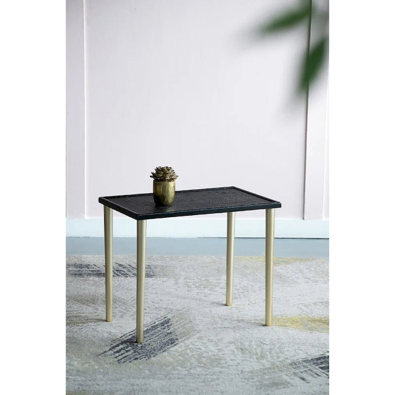 A&B Home Two Tone Nesting Side Tables - Set of 3 - Black/Gold