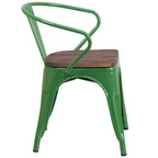 Metal Chair with Wood Seat and Arms