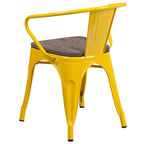Metal Chair with Wood Seat and Arms