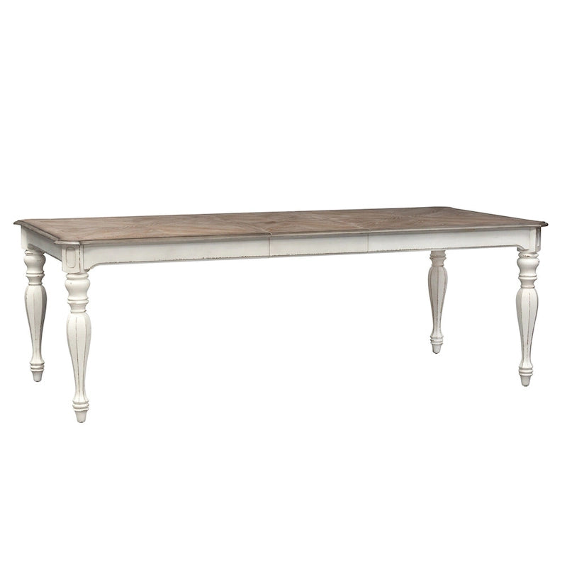 Magnolia Manor Antique White Weathered Bark 7 Piece Leg Table Set