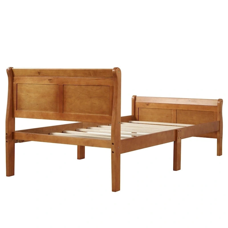 Harper & Bright Designs Wood Twin Sleigh Bed with Headboard and Footboard