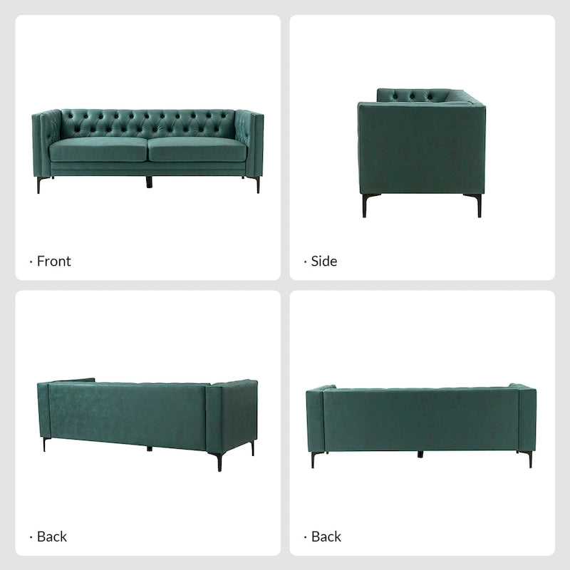Calymne 84 Classic Square Arms Sofa with Button-Tufted Back by HULALA HOME