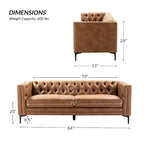 Calymne 84 Classic Square Arms Sofa with Button-Tufted Back by HULALA HOME