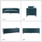 Calymne 84 Classic Square Arms Sofa with Button-Tufted Back by HULALA HOME