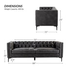 Calymne 84 Classic Square Arms Sofa with Button-Tufted Back by HULALA HOME