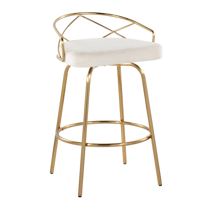 Silver Orchid Charlotte Glam 26 Fixed-Height Counter Stool (Set of 2)