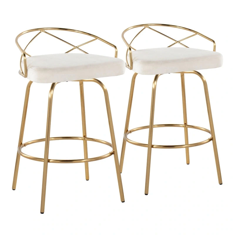 Silver Orchid Charlotte Glam 26 Fixed-Height Counter Stool (Set of 2)