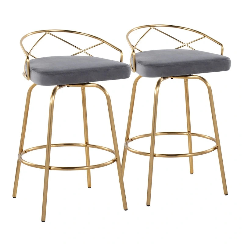 Silver Orchid Charlotte Glam 26 Fixed-Height Counter Stool (Set of 2)