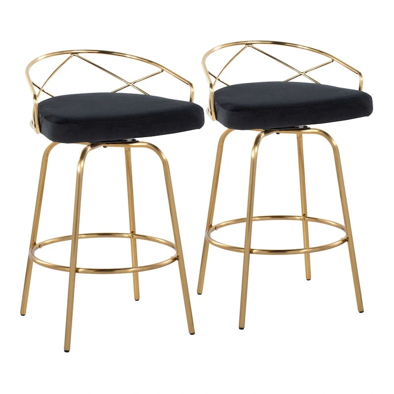 Silver Orchid Charlotte Glam 26 Fixed-Height Counter Stool (Set of 2)