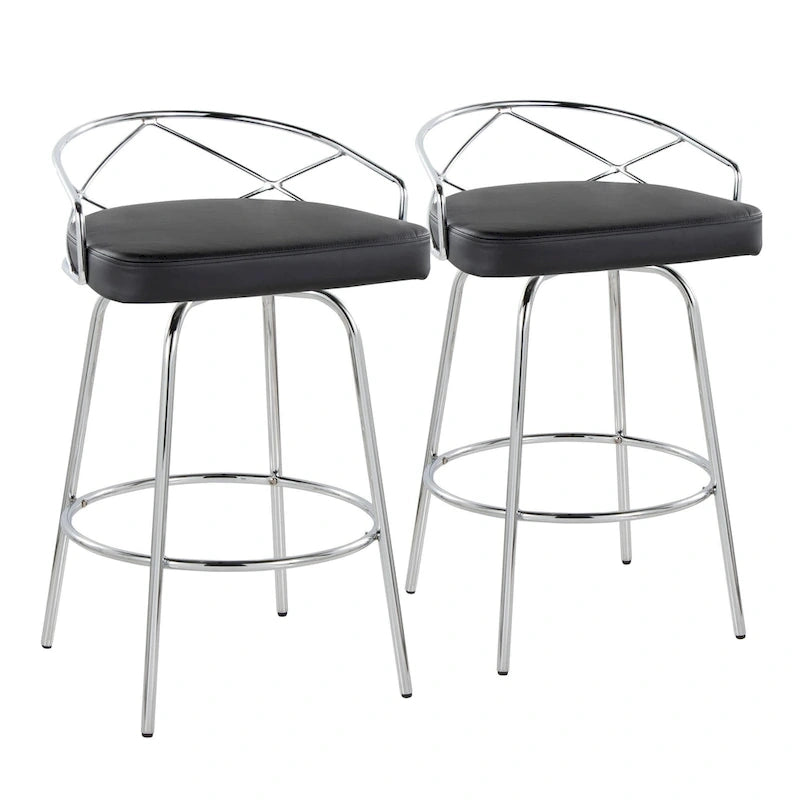 Silver Orchid Charlotte Glam 26 Fixed-Height Counter Stool (Set of 2)