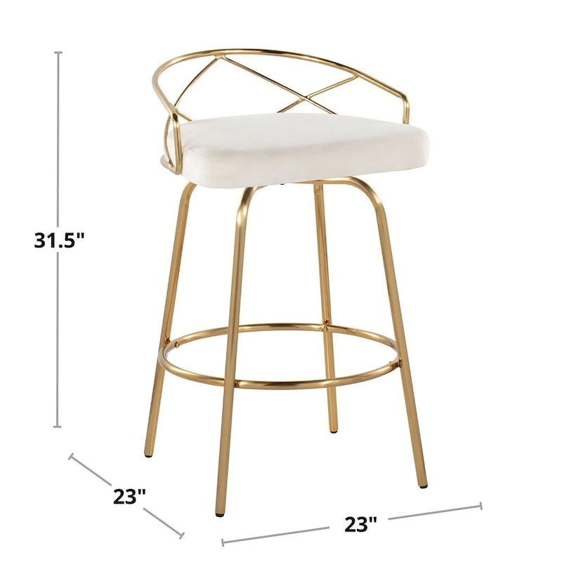 Silver Orchid Charlotte Glam 26 Fixed-Height Counter Stool (Set of 2)