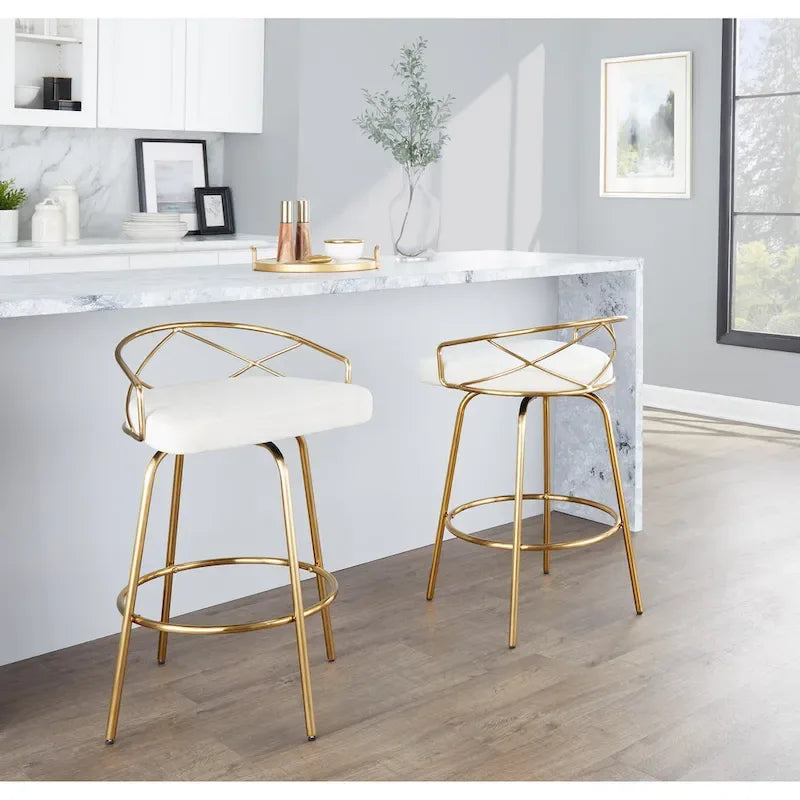 Silver Orchid Charlotte Glam 26 Fixed-Height Counter Stool (Set of 2)