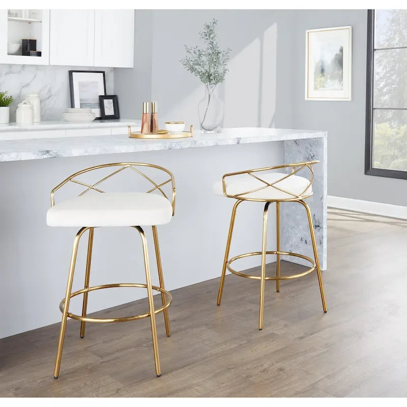 Silver Orchid Charlotte Glam 26 Fixed-Height Counter Stool (Set of 2)