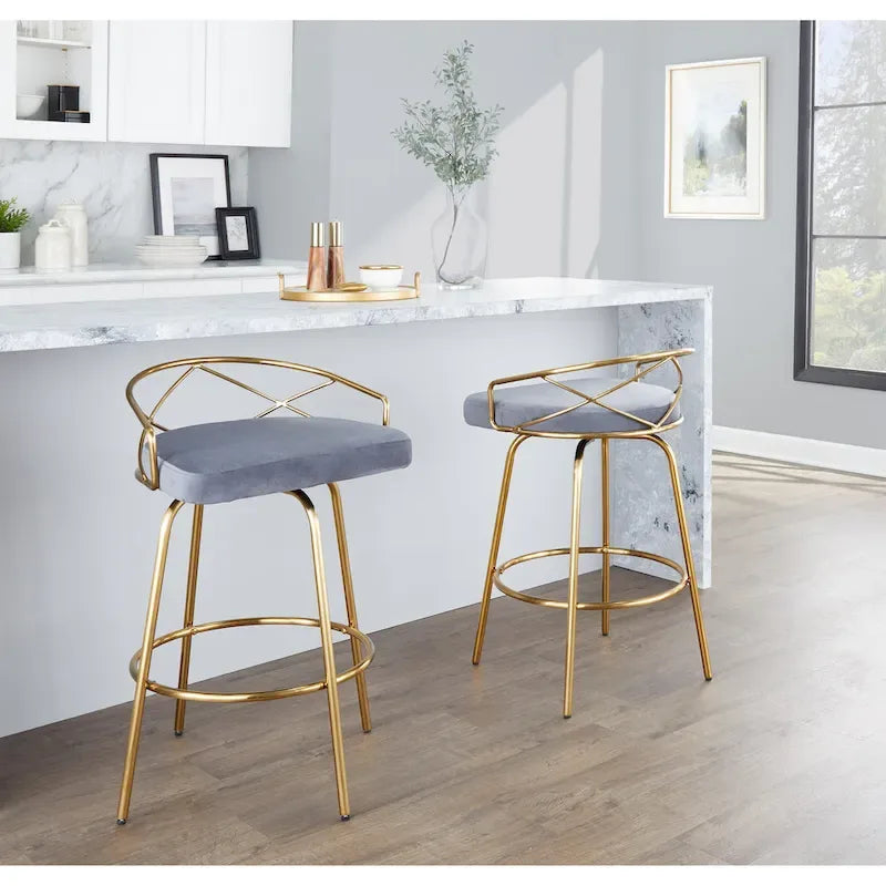 Silver Orchid Charlotte Glam 26 Fixed-Height Counter Stool (Set of 2)