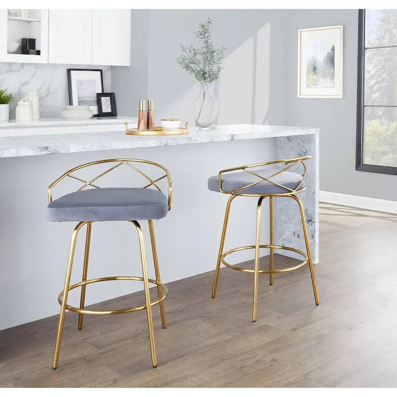Silver Orchid Charlotte Glam 26 Fixed-Height Counter Stool (Set of 2)