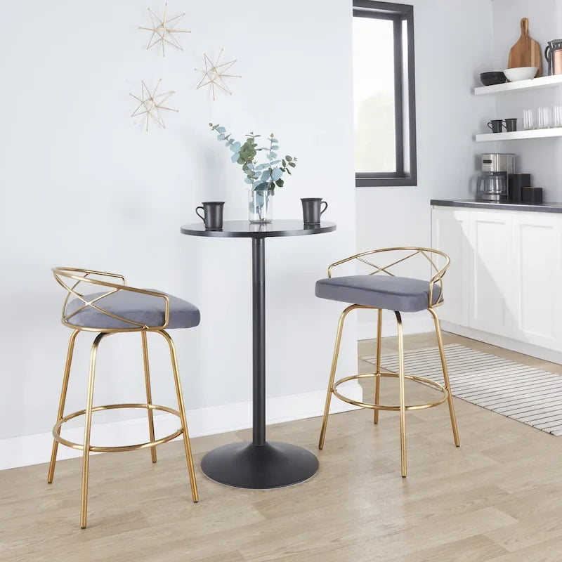 Silver Orchid Charlotte Glam 26 Fixed-Height Counter Stool (Set of 2)