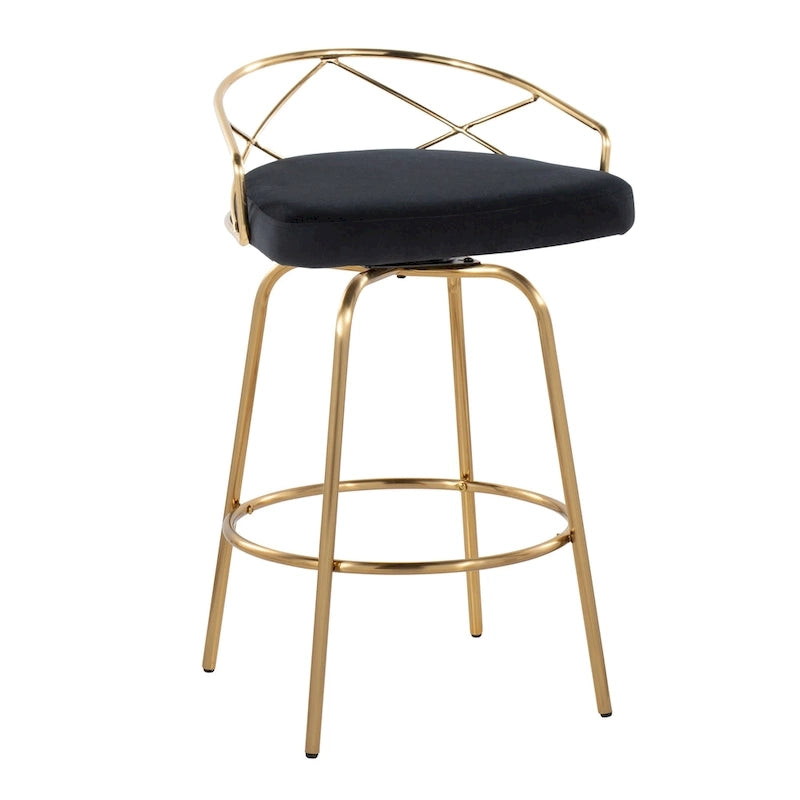 Silver Orchid Charlotte Glam 26 Fixed-Height Counter Stool (Set of 2)