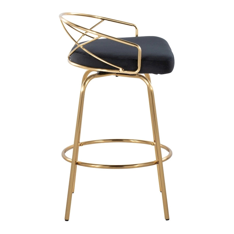 Silver Orchid Charlotte Glam 26 Fixed-Height Counter Stool (Set of 2)