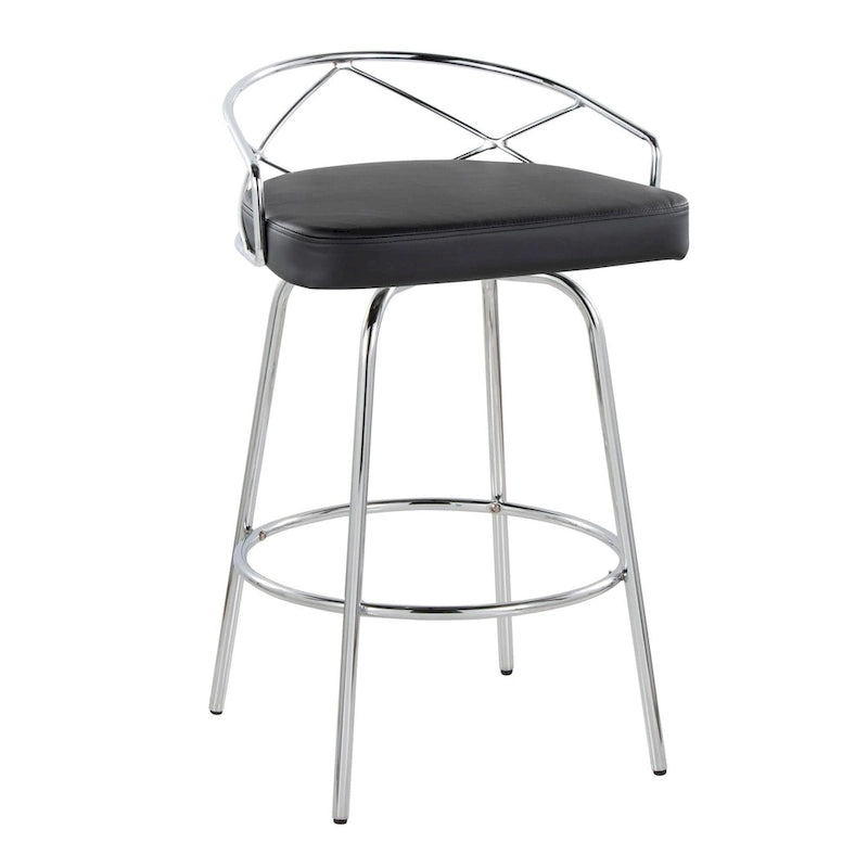 Silver Orchid Charlotte Glam 26 Fixed-Height Counter Stool (Set of 2)