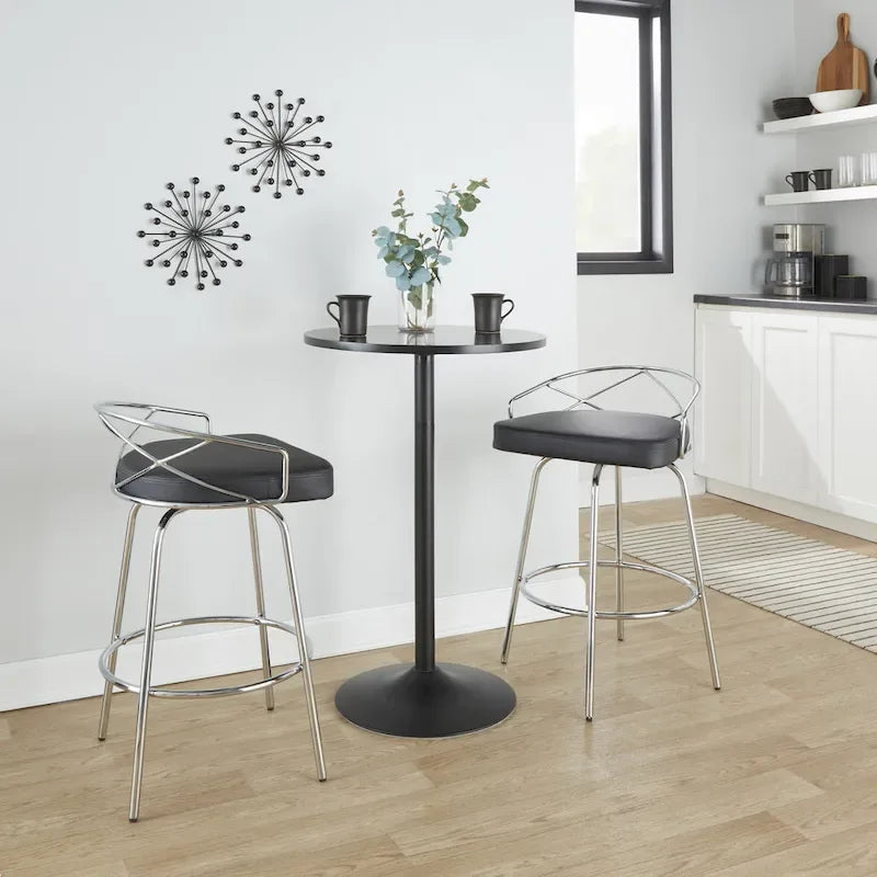 Silver Orchid Charlotte Glam 26 Fixed-Height Counter Stool (Set of 2)