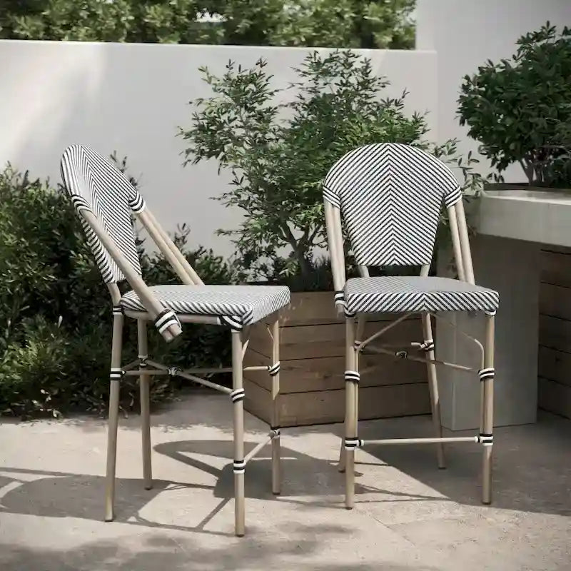 2PK Stacking Bistro Chair with Metal Frame & PE Seat