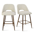 Upholstered Modern Bar Stool Walnut Leg (Set of 2)