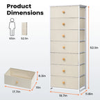 7 Drawers Chest Furniture Storage Tower Organizer Unit for Bedroom