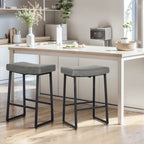 PHI VILLA 2-Piece Saddle Design PU Leather Bar Stool with Sturdy Metal Frame